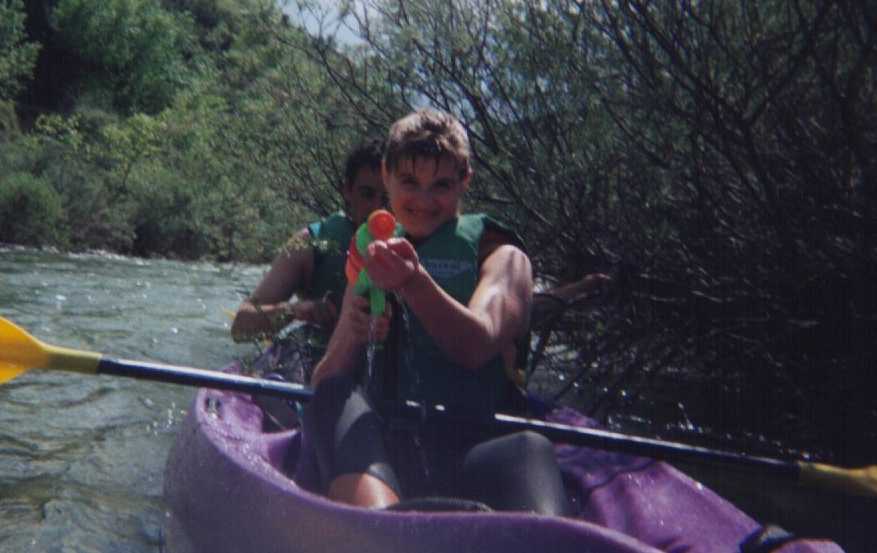 Erin with loaded water pistol
